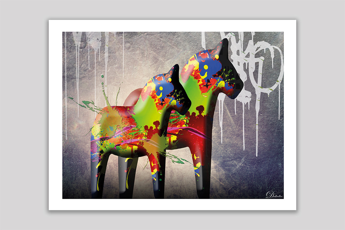 Dalahäst Graffiti två hästar